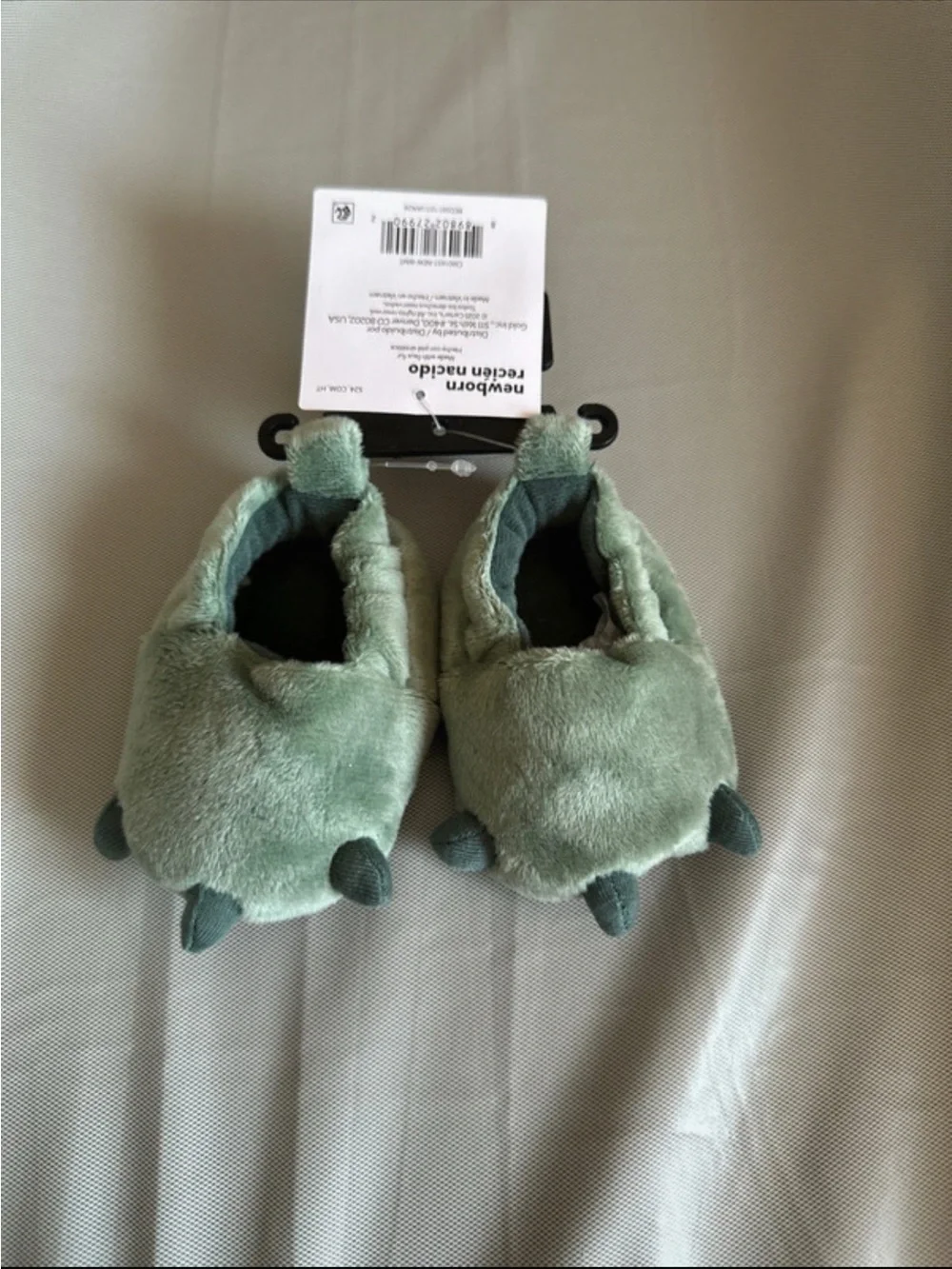 Carter's Plush Light Green Dino Toddler Slippers